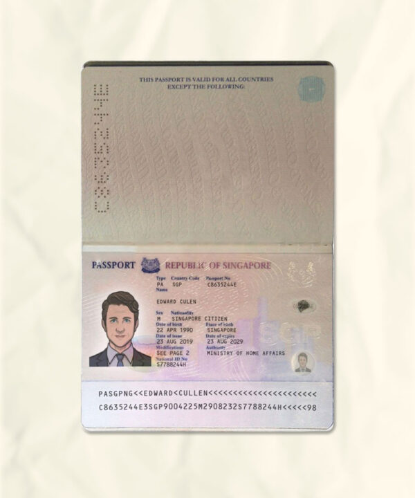 Singapore passport fake template