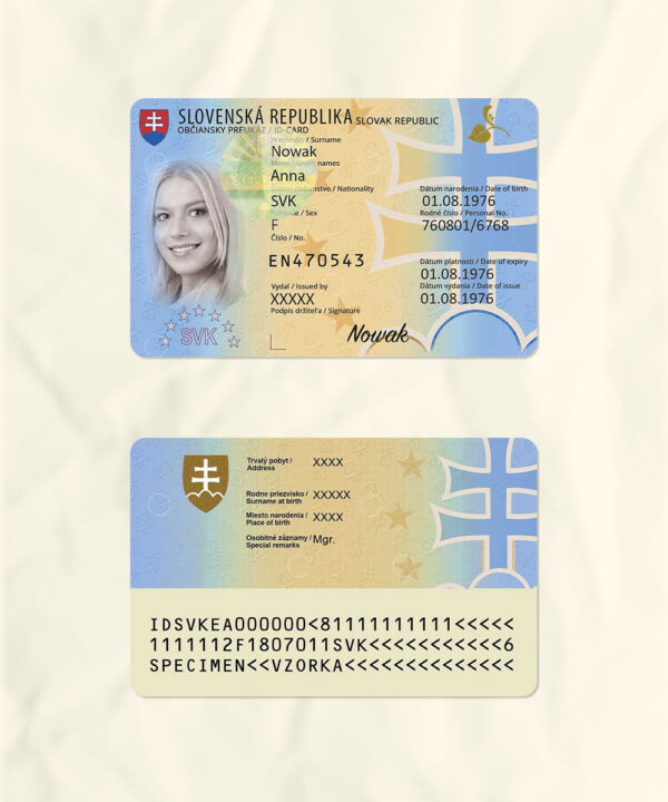 Slovakia National Identity Card Fake Template