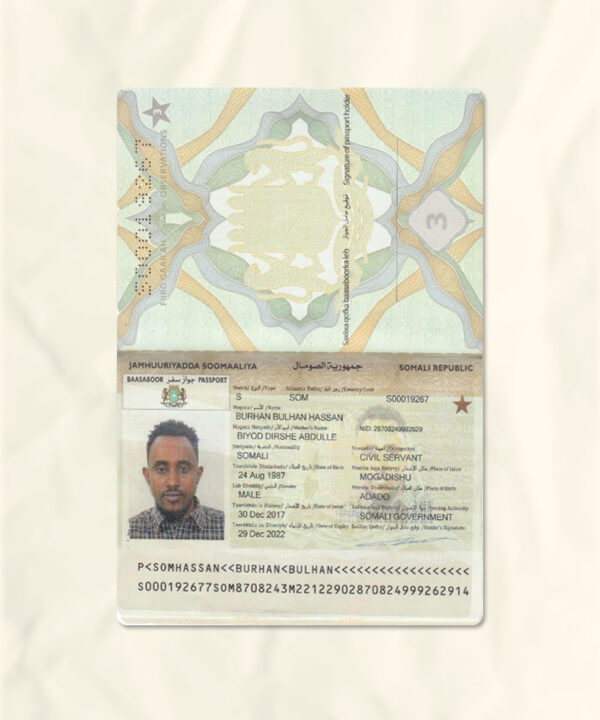 Somalia passport fake template