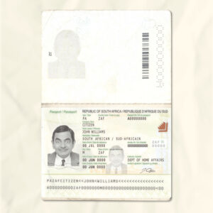 South Africa passport fake template
