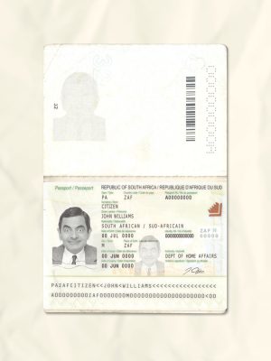 South Africa passport fake template