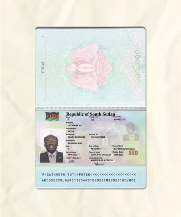 South Sudan passport fake template