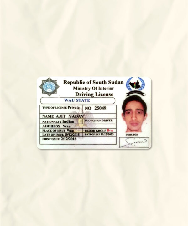 South Sudan driver license psd fake template