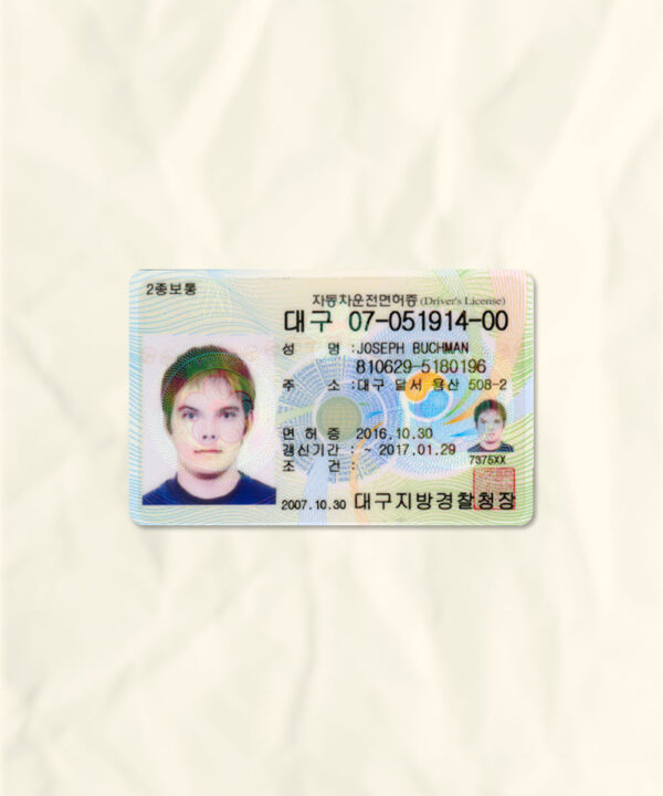 South Korea driver license psd fake template