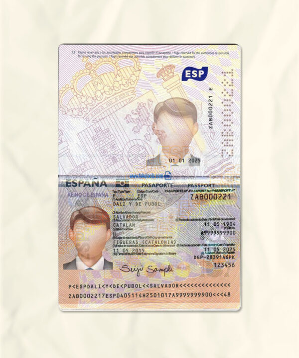 Spain passport fake template