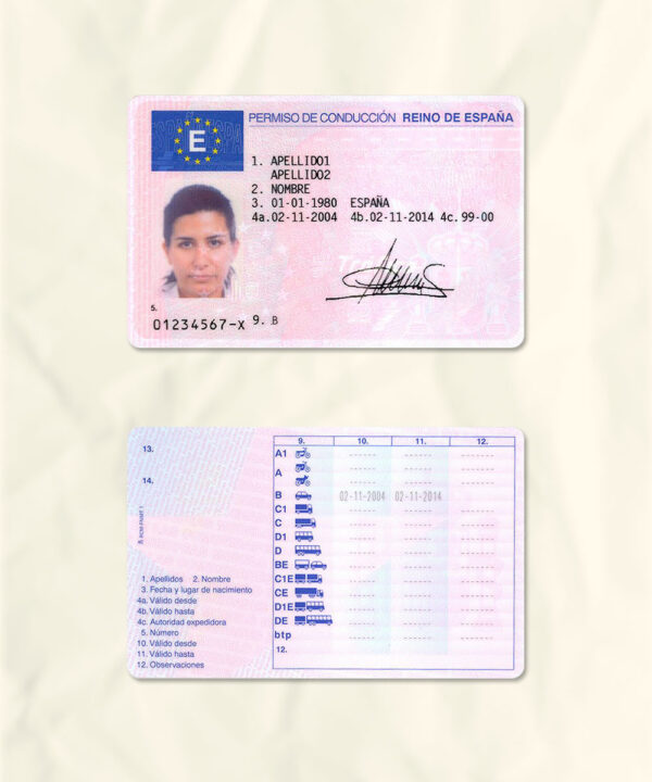 Spain driver license psd fake template