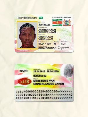 Suriname National Identity Card Fake Template