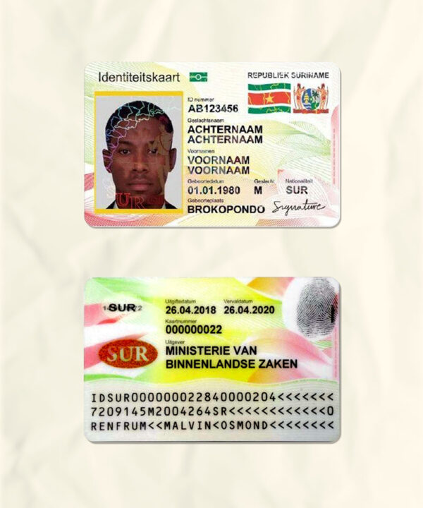 Suriname National Identity Card Fake Template