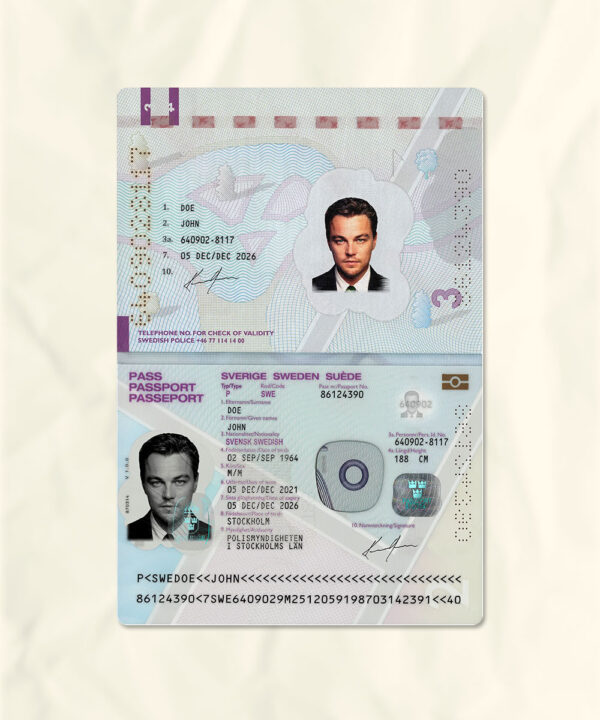Sweden passport fake template