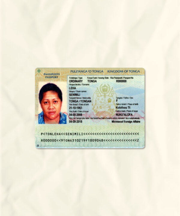 Tonga passport fake template