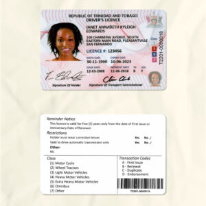 Tobago driver license psd fake template