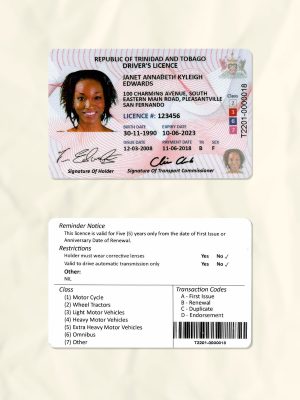 Tobago driver license psd fake template