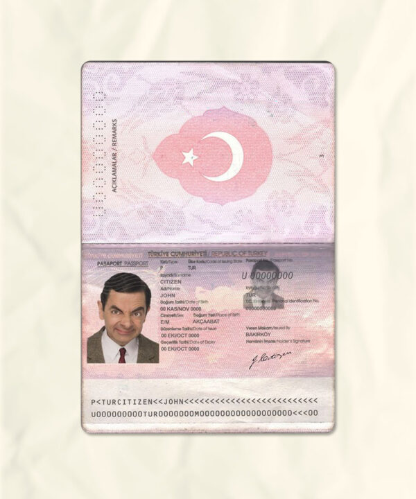 Turkey passport fake template