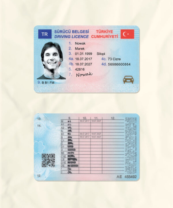 Turkey driver license psd fake template