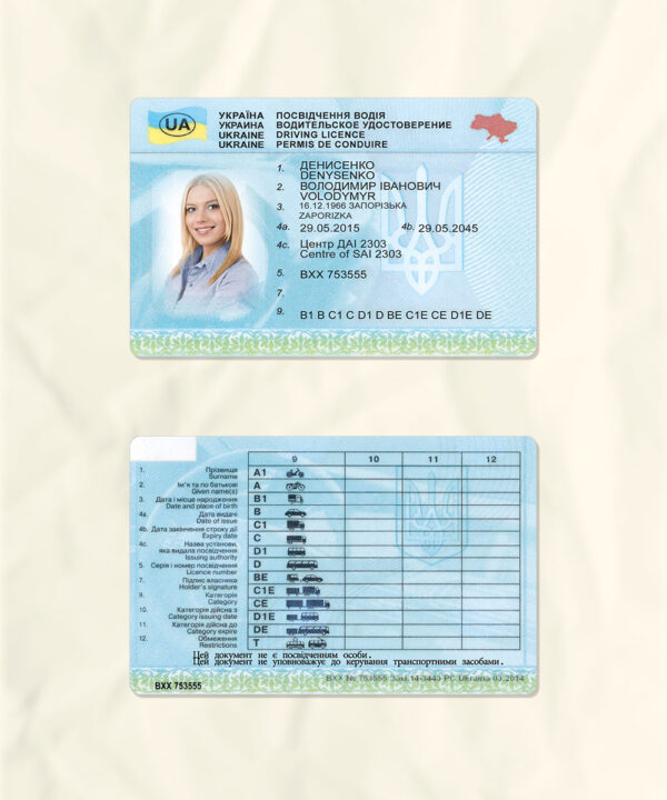Ukraine driver license psd fake template