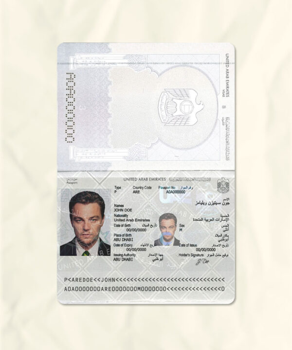 Emirates passport fake template