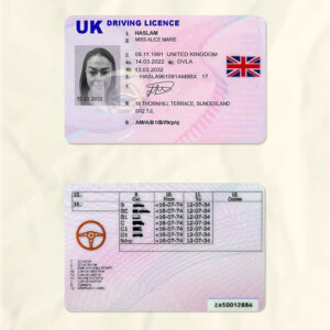 United Kingdom driver license psd fake template