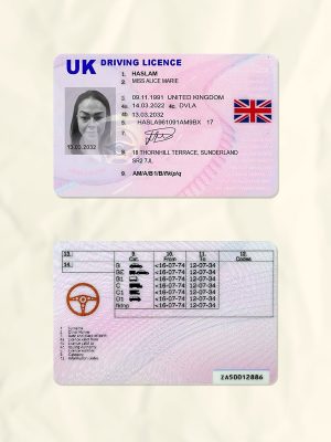 United Kingdom driver license psd fake template