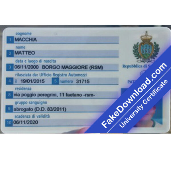 San Marino driver license psd fake template