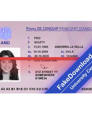 Andorra driver license psd fake template