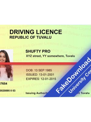 Tuvalu driver license psd fake template