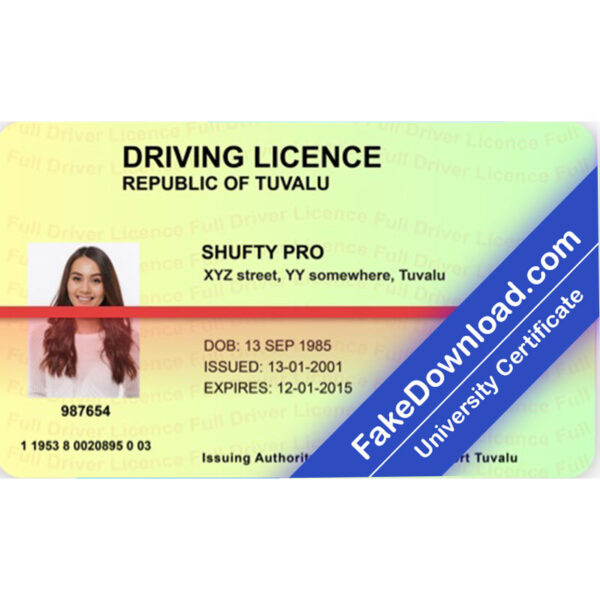 Tuvalu driver license psd fake template