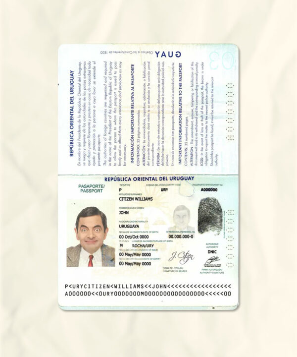 Uruguay passport fake template