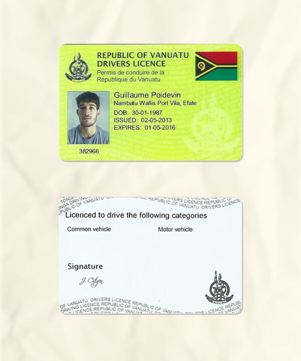 Vanuatu driver license psd fake template