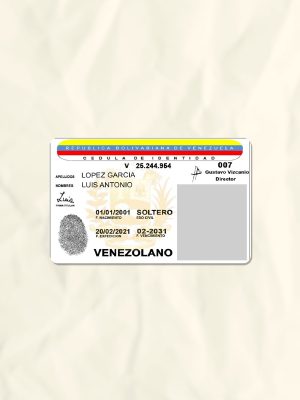 Venezuela National Identity Card Fake Template