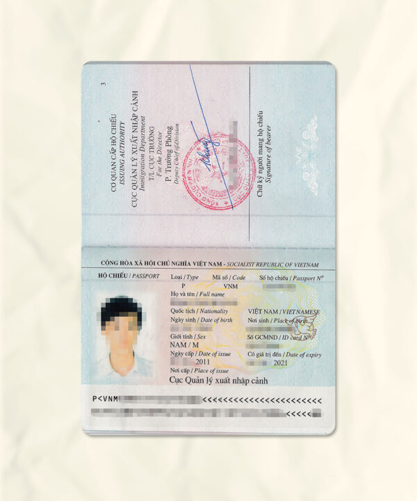 Vietnam passport fake template