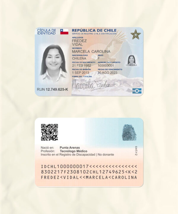 Chile National Identity Card Fake Template