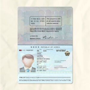 South Korea passport fake template
