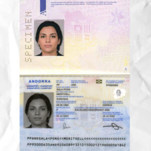 Andorra passport fake template psd