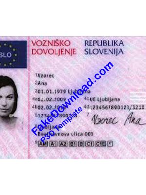 Slovenia driver license psd fake template