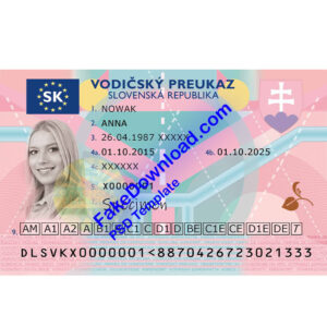 Slovakia driver license psd fake template
