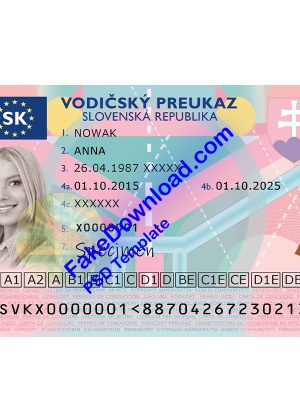 Slovakia driver license psd fake template