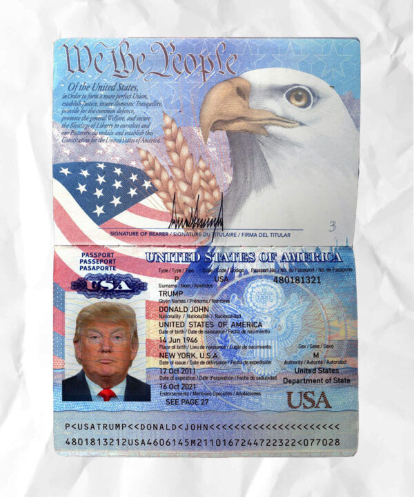 America passport fake template psd