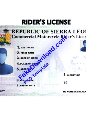 Sierra Leone driver license psd fake template