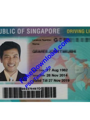 Singapore driver license psd fake template