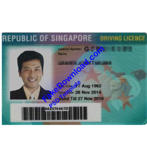 Singapore driver license psd fake template