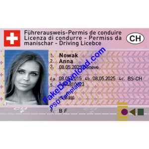 Switzerland driver license psd fake template