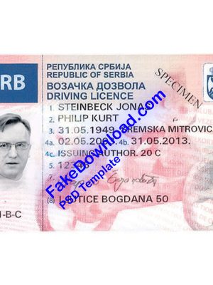 Serbia driver license psd fake template