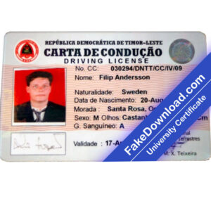 Timor driver license psd fake template
