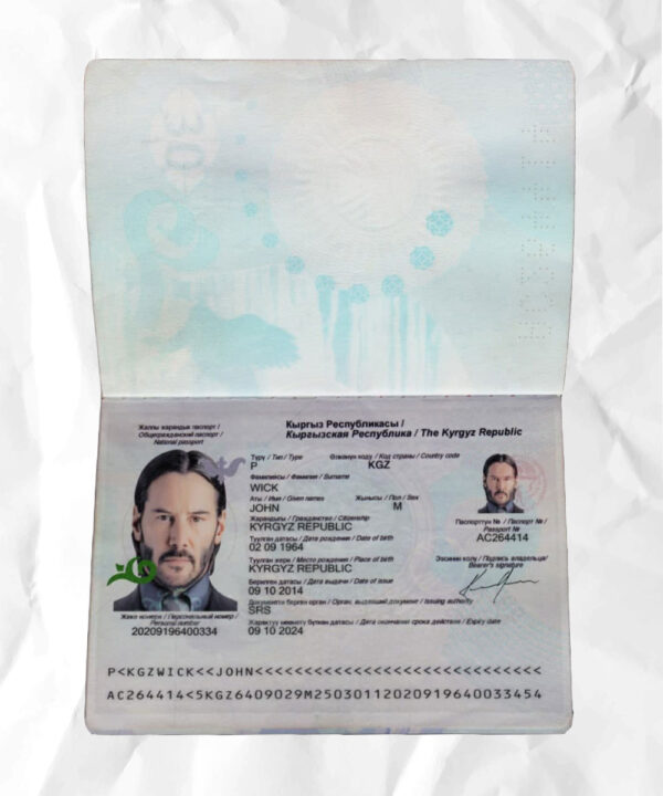 Kyrgyzstan passport fake template psd