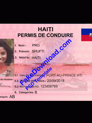 Haiti driver license psd fake template