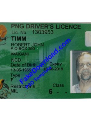 Papua driver license psd fake template