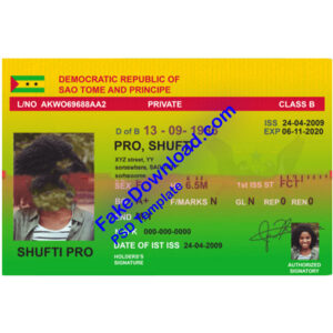 Principe driver license psd fake template
