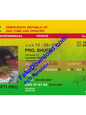 Principe driver license psd fake template