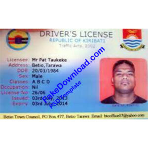 Kiribati driver license psd fake template