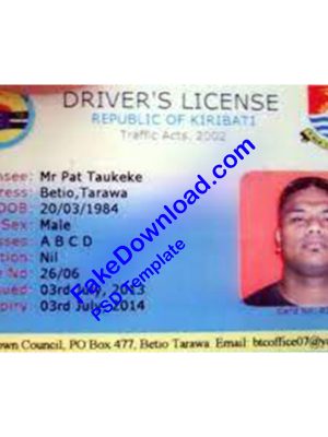 Kiribati driver license psd fake template